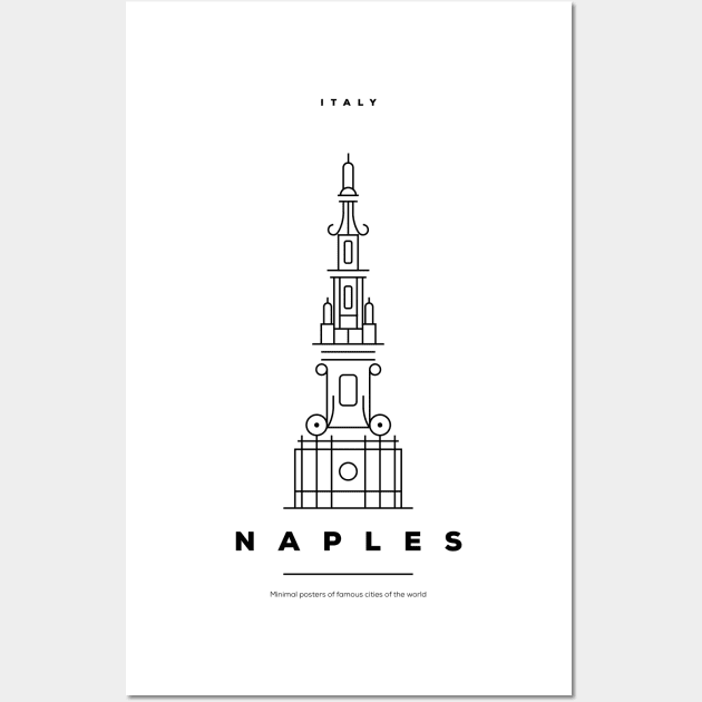 Naples Minimal Black Line Design Wall Art by kursatunsal